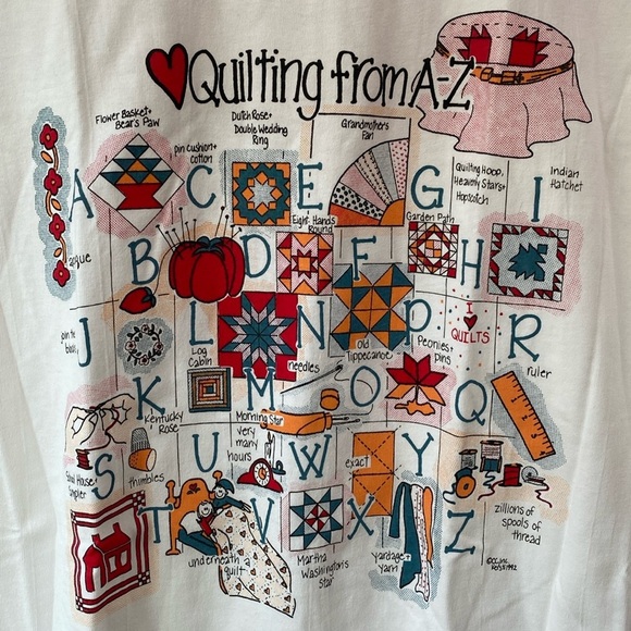 Vintage Single Stitch 90s Quilting A to Z Hanes Beefy T Shirt Size X Large - Picture 2 of 7